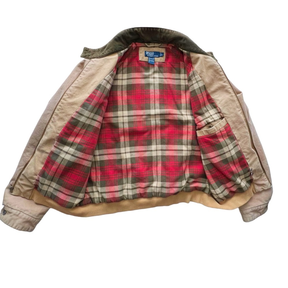 Polo Ralph Lauren Flannel Lined Insulated Canvas Harrington Jacket | LARGE - Picture 6 of 13